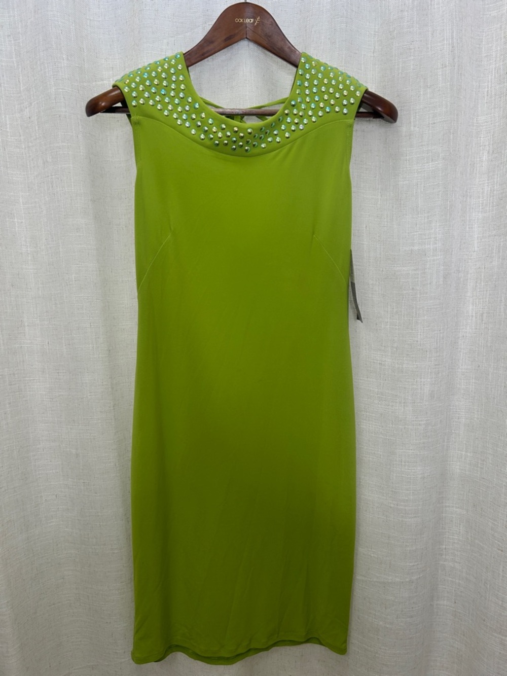 Frank Lyman Designs Sleeveless Lime Green Dress with Studded Neckline Size 6 NWT